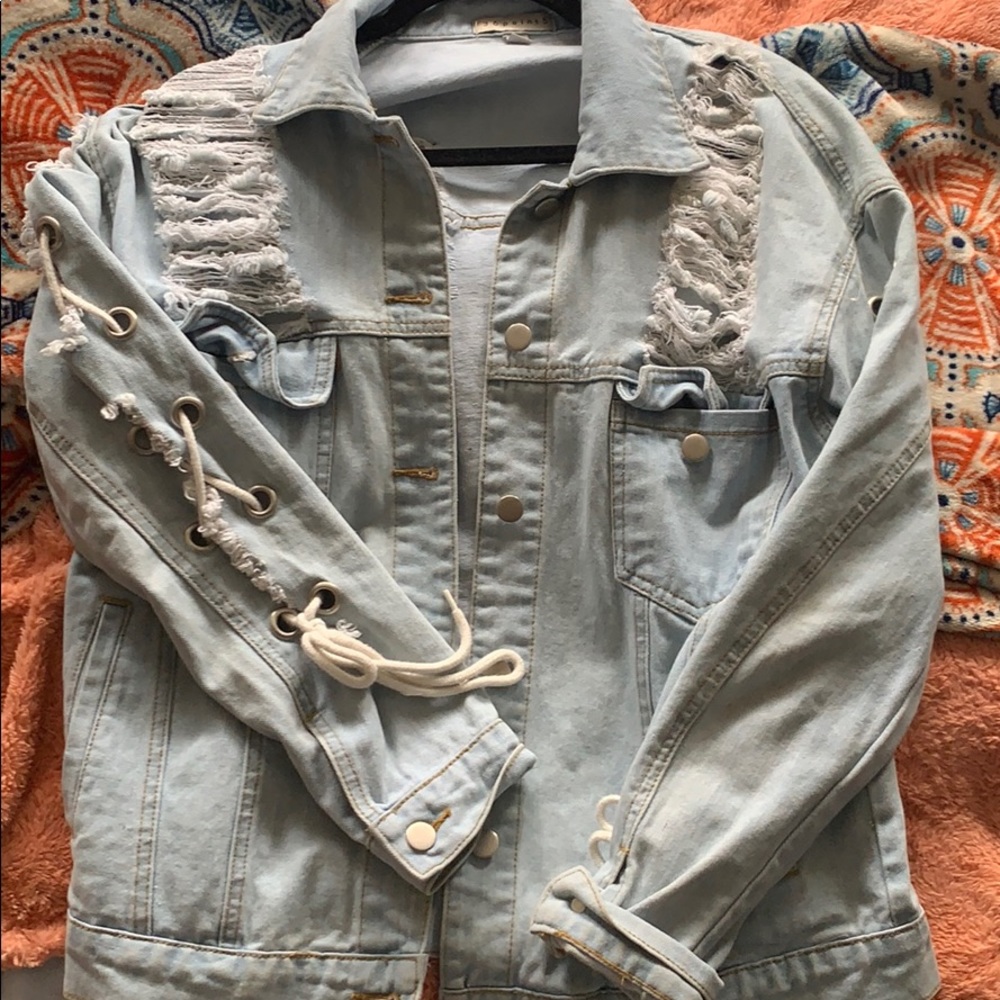 Ripped jean jacket oversized